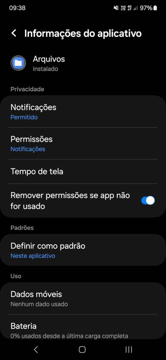 Files app settings screen